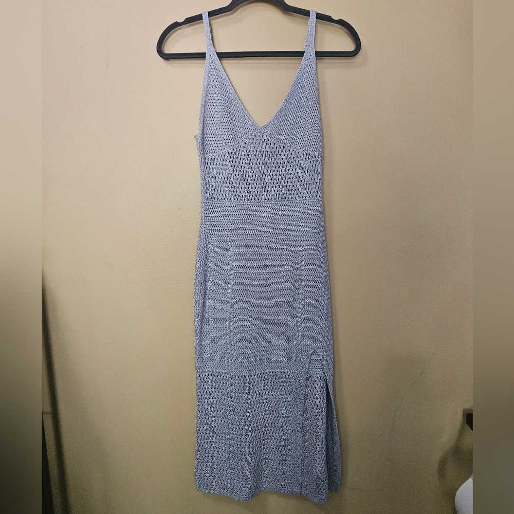 Aritzia Wilfred Evie Midi Dress Crochet Slip With Slit Women's Size S Lavander